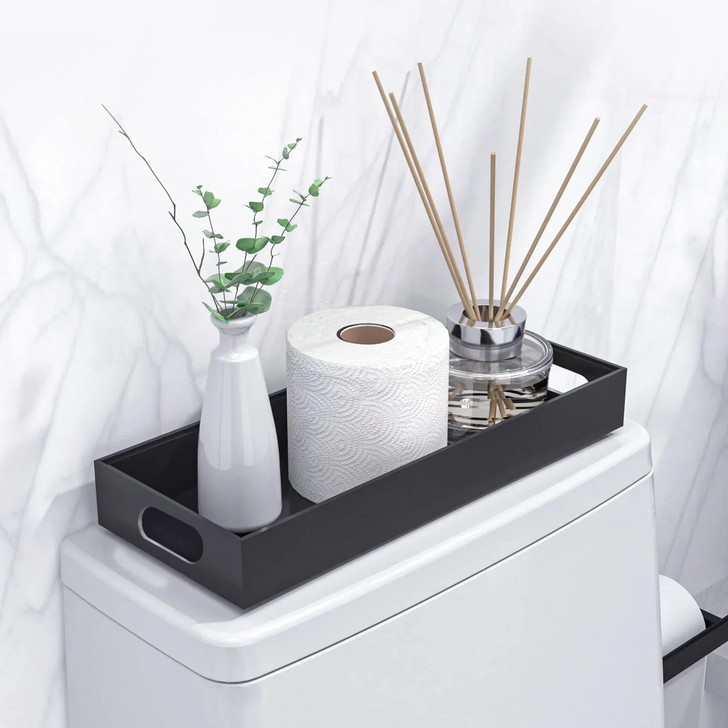 YUOFD Toilet Tank Tray, Bamboo Rectangular Bathroom Tray, 12.5*7.8 Inches Tray Suitable for Toilet Tank Bathroom