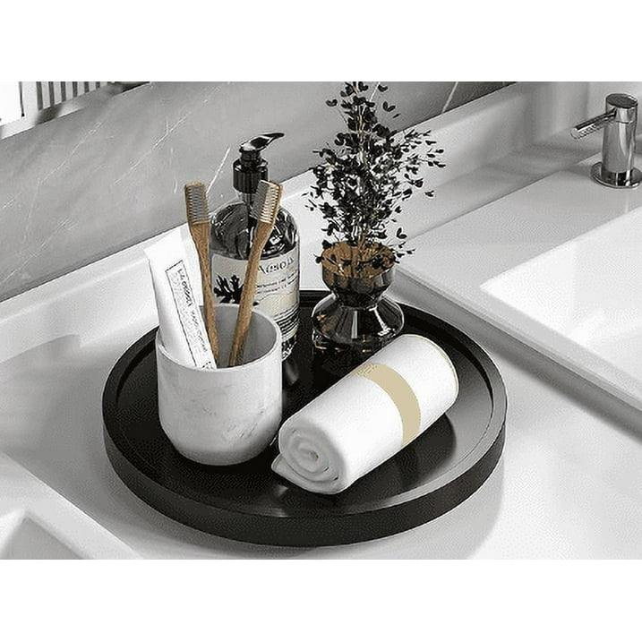 YUOFD Perfume Tray, Rotatable Vanity Tray, 10" Diameter, Black