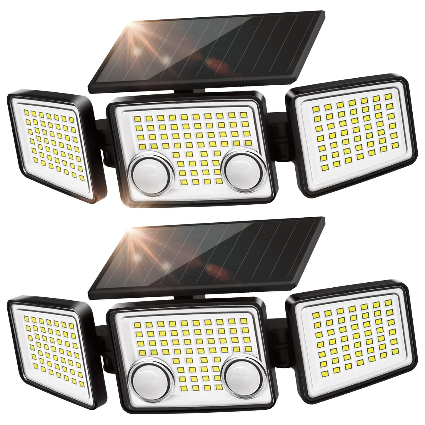UME Solar Outdoor Lights 3000 Lumen 7000K, 152 LED Super Bright Motion Sensor Outdoor Lights with 2 Sensors, IP65 Waterproof 270 Wide Angle Solar Flood Lights with 3 Modes for Garden - 2 Pack