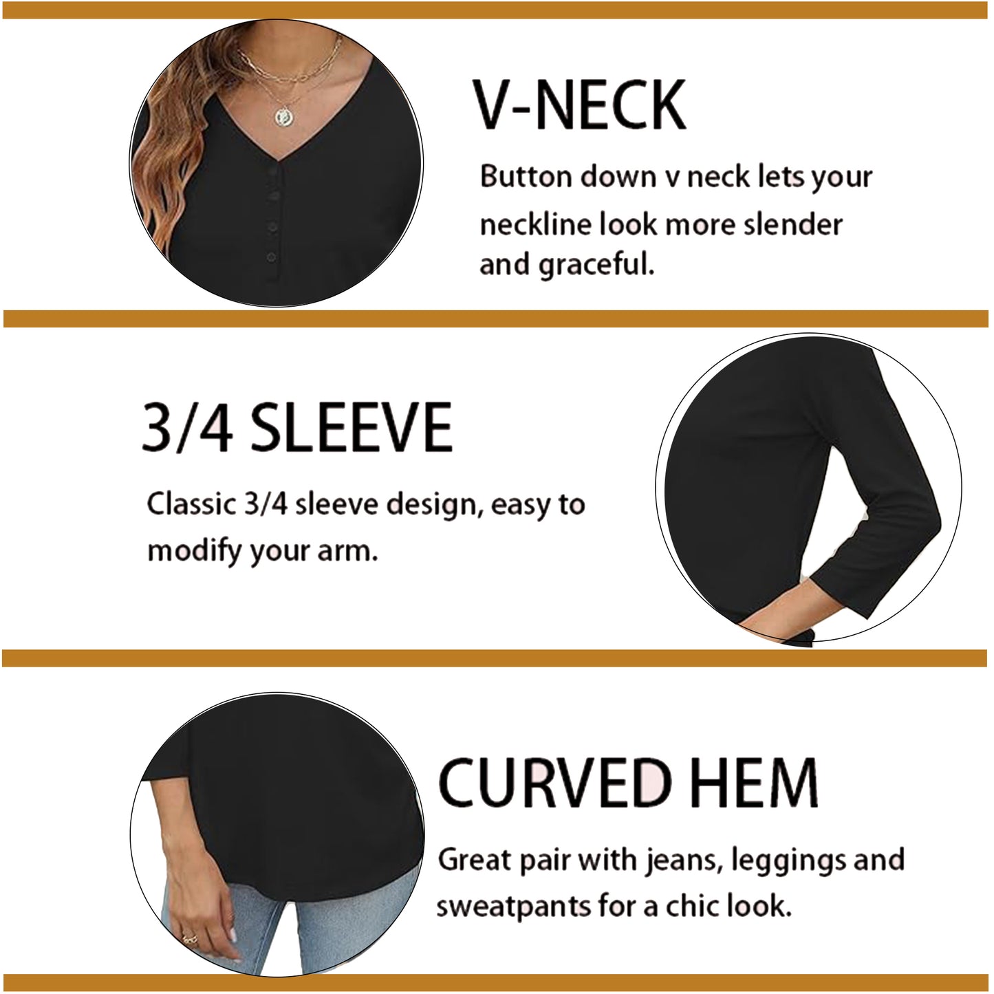 VDJ Tops for Women Button T Shirts Solid Color Casual Loose Tops for Women Black Shirts Lightweight Blouse