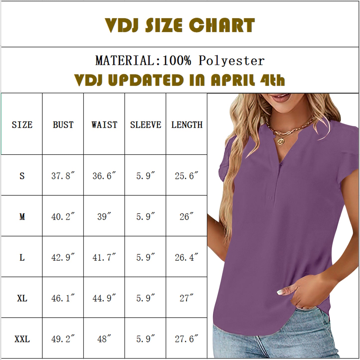 VDJ Women Summer Blouse Short Sleeve Button V Neck Business Casual Top Fashion Lightweight Purple Shirts Clothes