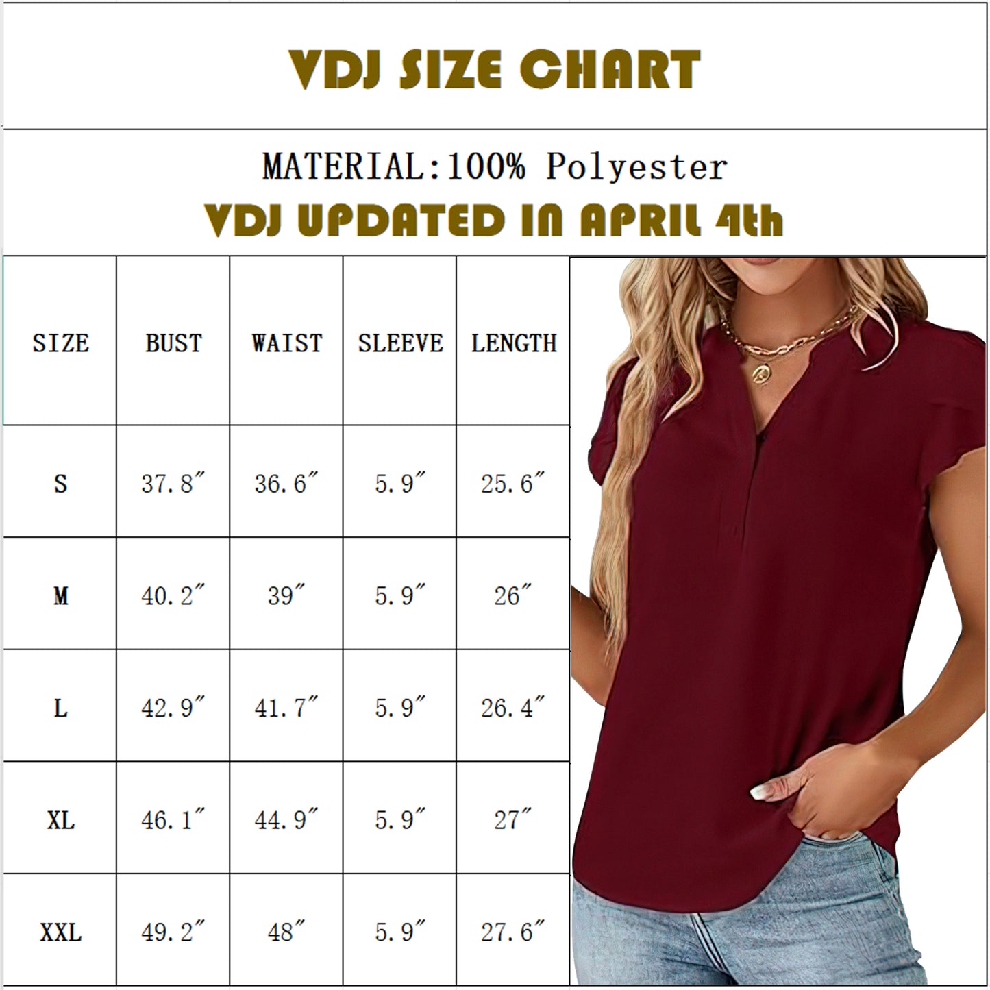 VDJ Womens Tops Casual Fit Dressy Blouse Petal Short Sleeve Button Up V Neck Lightweight Fashion Tee Elegant Wine Red Shirts