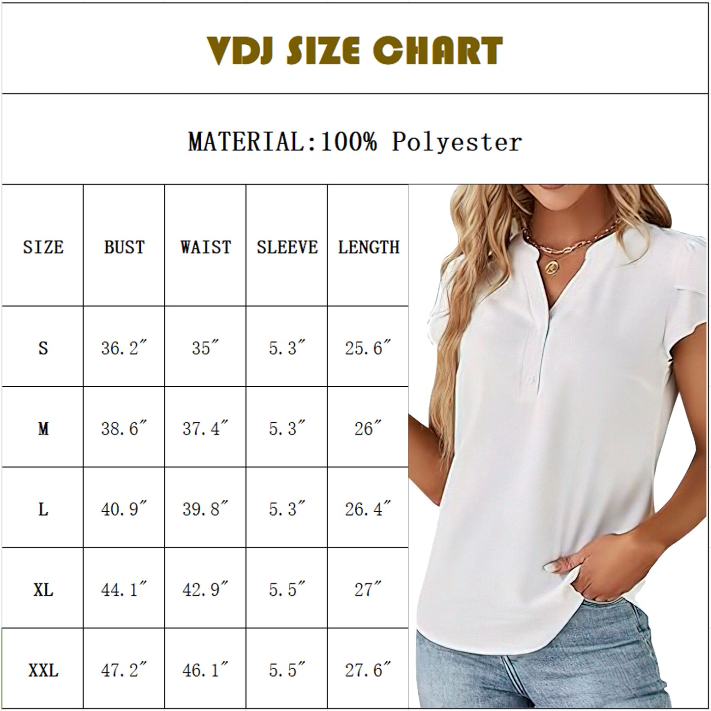 VDJ Women Dressy Tops Summer Petal Short Sleeve V Neck White Tshirts Fashion Business Blouses Lightweight Clothes