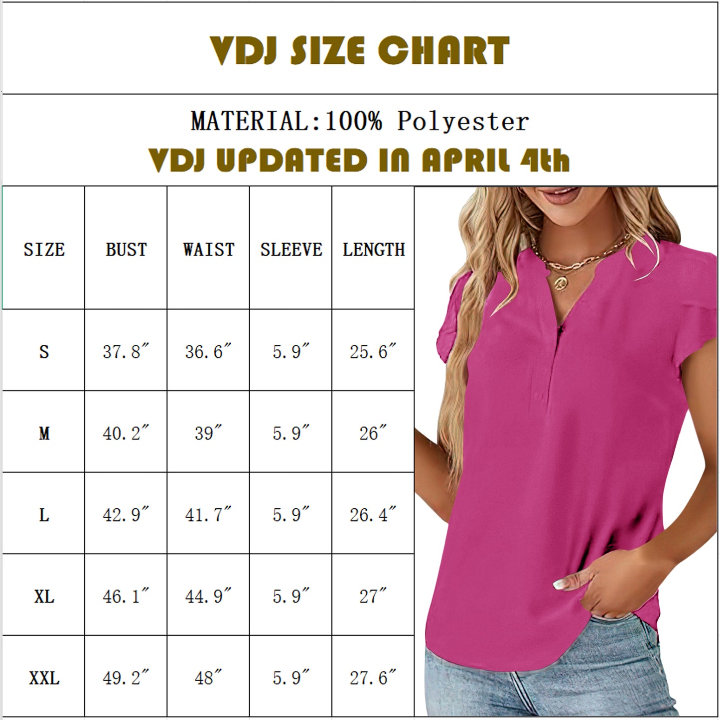 VDJ Summer Shirts for Women Fashion Short Sleeve Button V Neck Casual Fit Blouses Elegant Business Work Tops for Lady