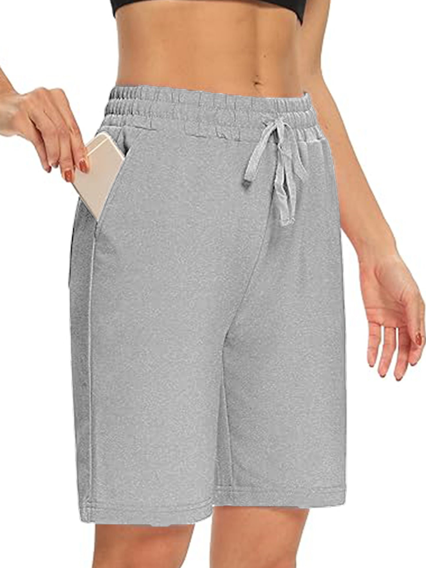 VDJ Women Summer Shorts Cusual Loose 9'' Bermuda Shorts Drawstring Athletic Short Pants with Pockets