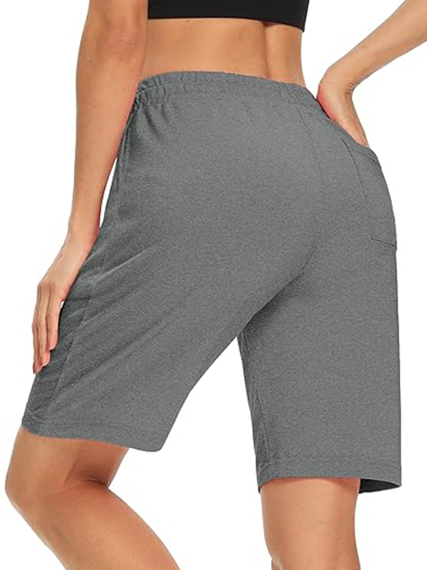 VDJ Women Sports Shorts Elastic Waist Drawstring 9" Athletic Shorts Summer Comfort Loose Sweat Short Pants