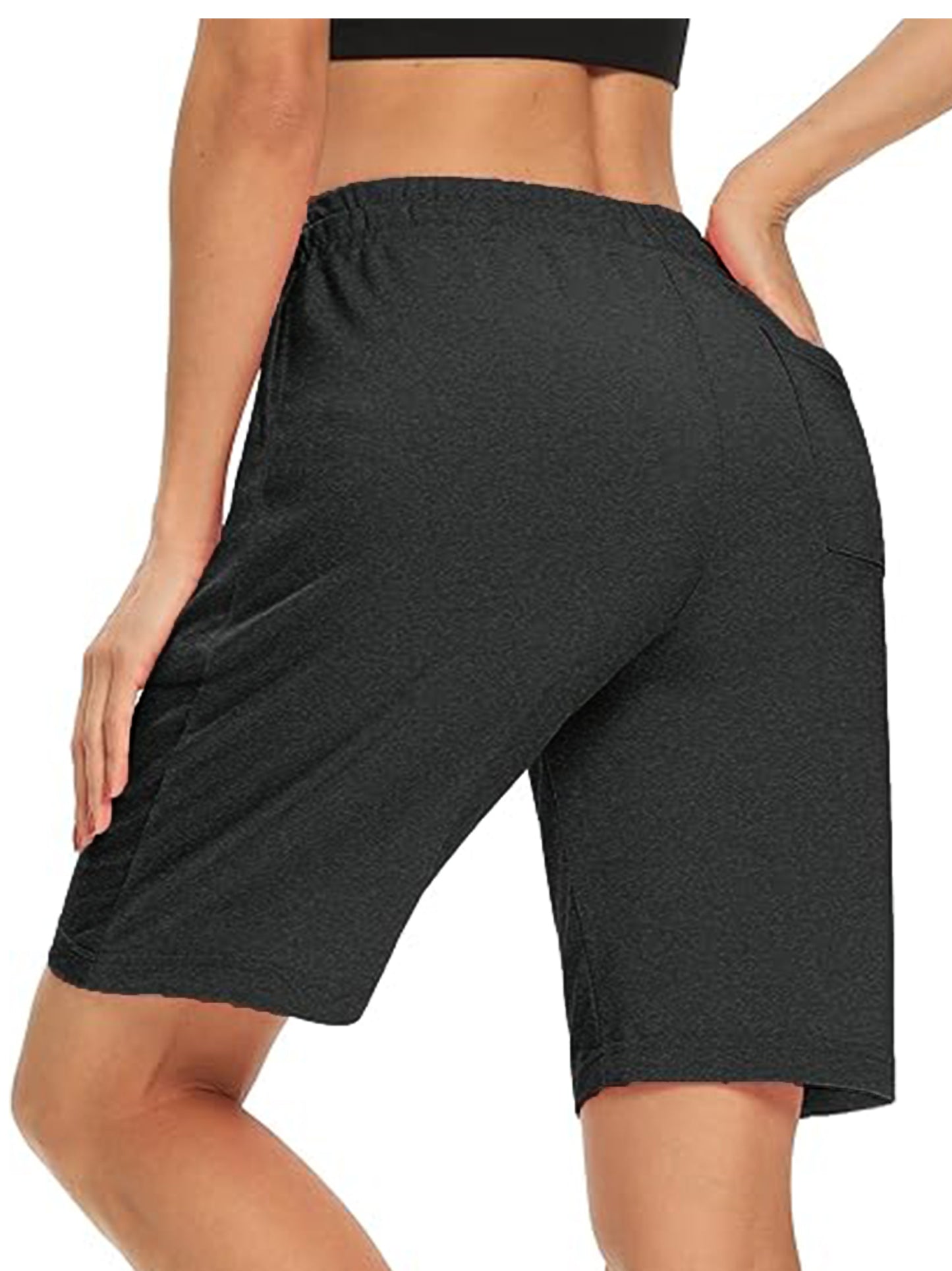 VDJ Sweat Shorts with Pockets for Women 9" Athletic Sports Bermuda French Terry Knee Lounge Shorts