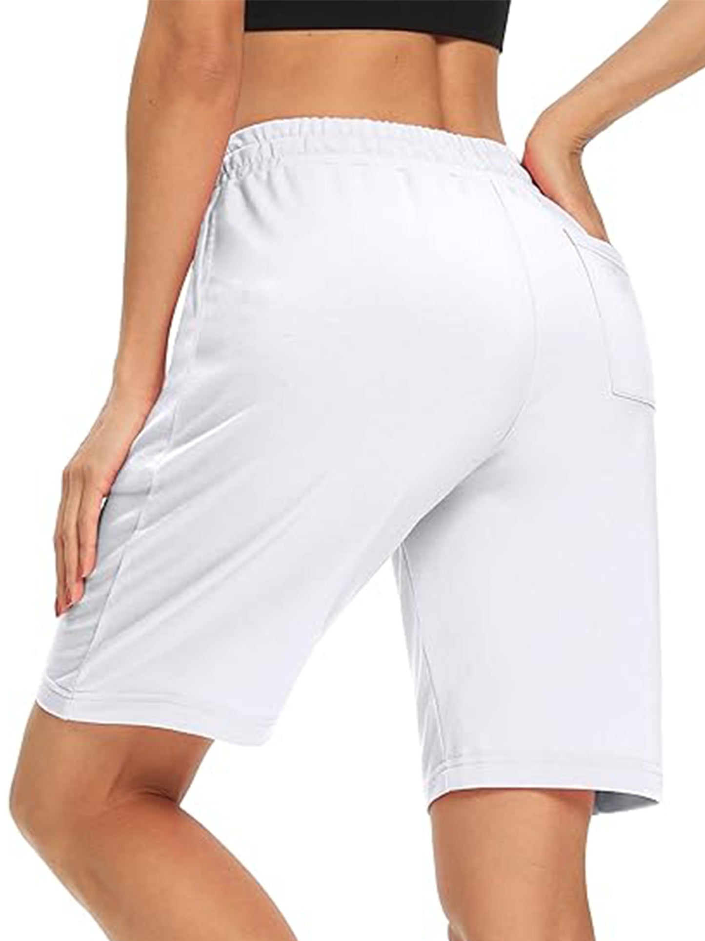 VDJ Sweat Shorts with Pockets for Women 9" Athletic Sports Bermuda French Terry Knee Lounge Shorts