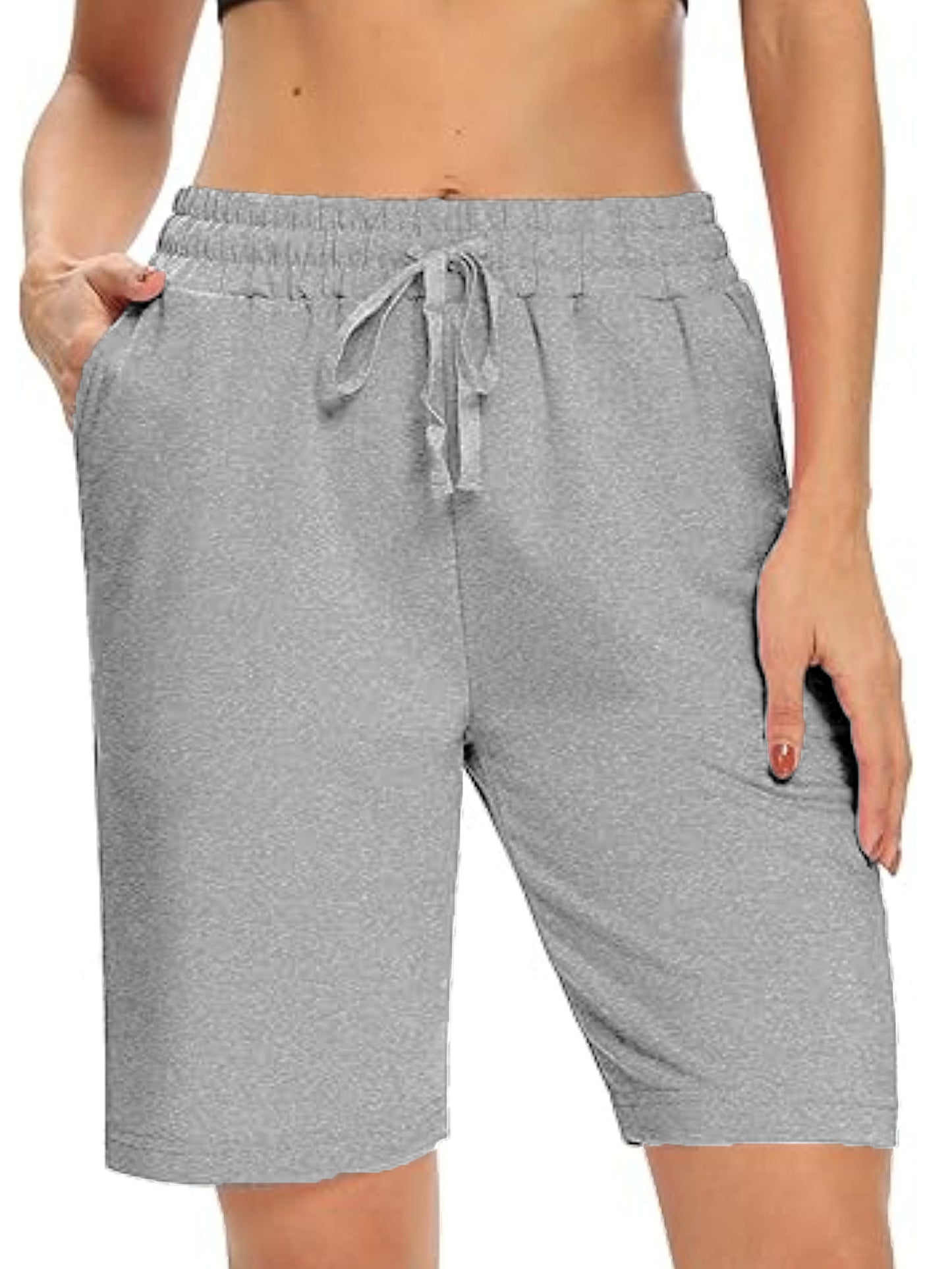 VDJ Women Summer Shorts Cusual Loose 9'' Bermuda Shorts Drawstring Athletic Short Pants with Pockets