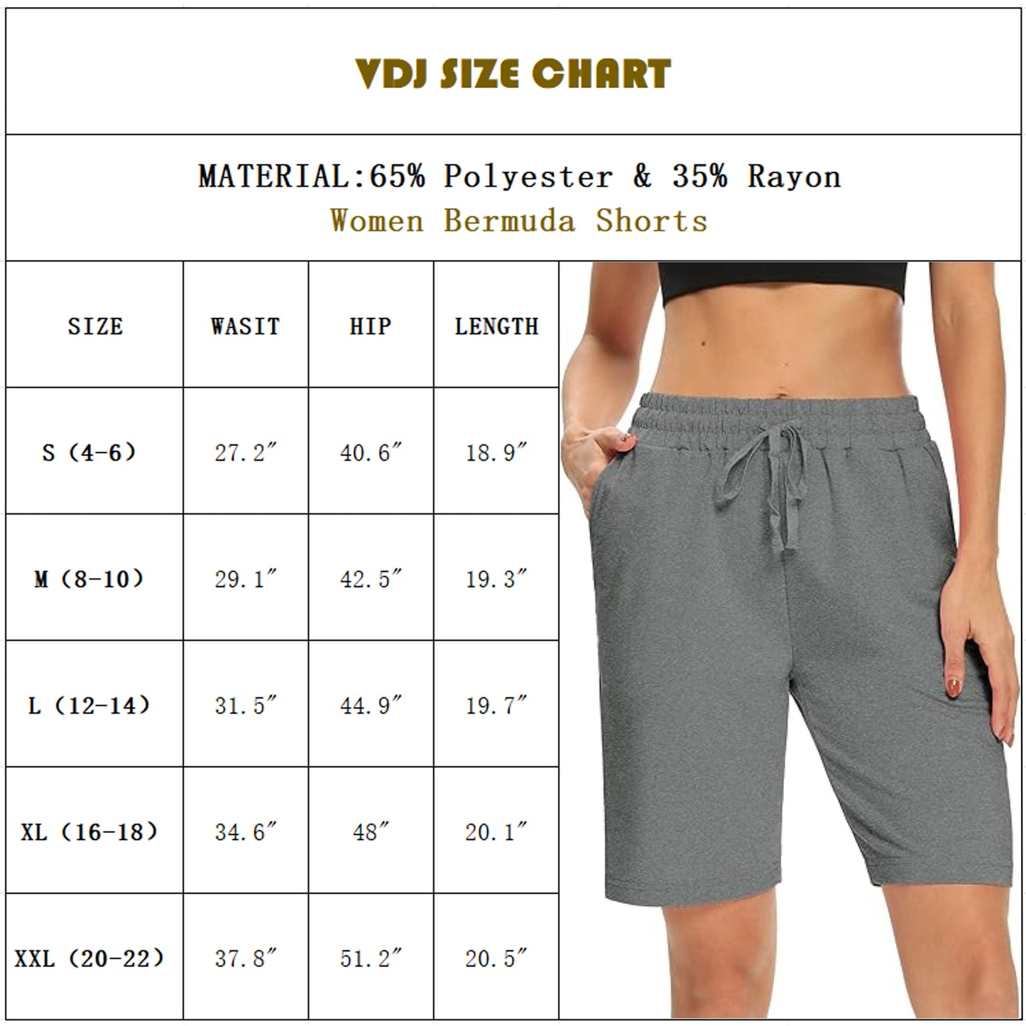 VDJ Women Sports Shorts Elastic Waist Drawstring 9" Athletic Shorts Summer Comfort Loose Sweat Short Pants