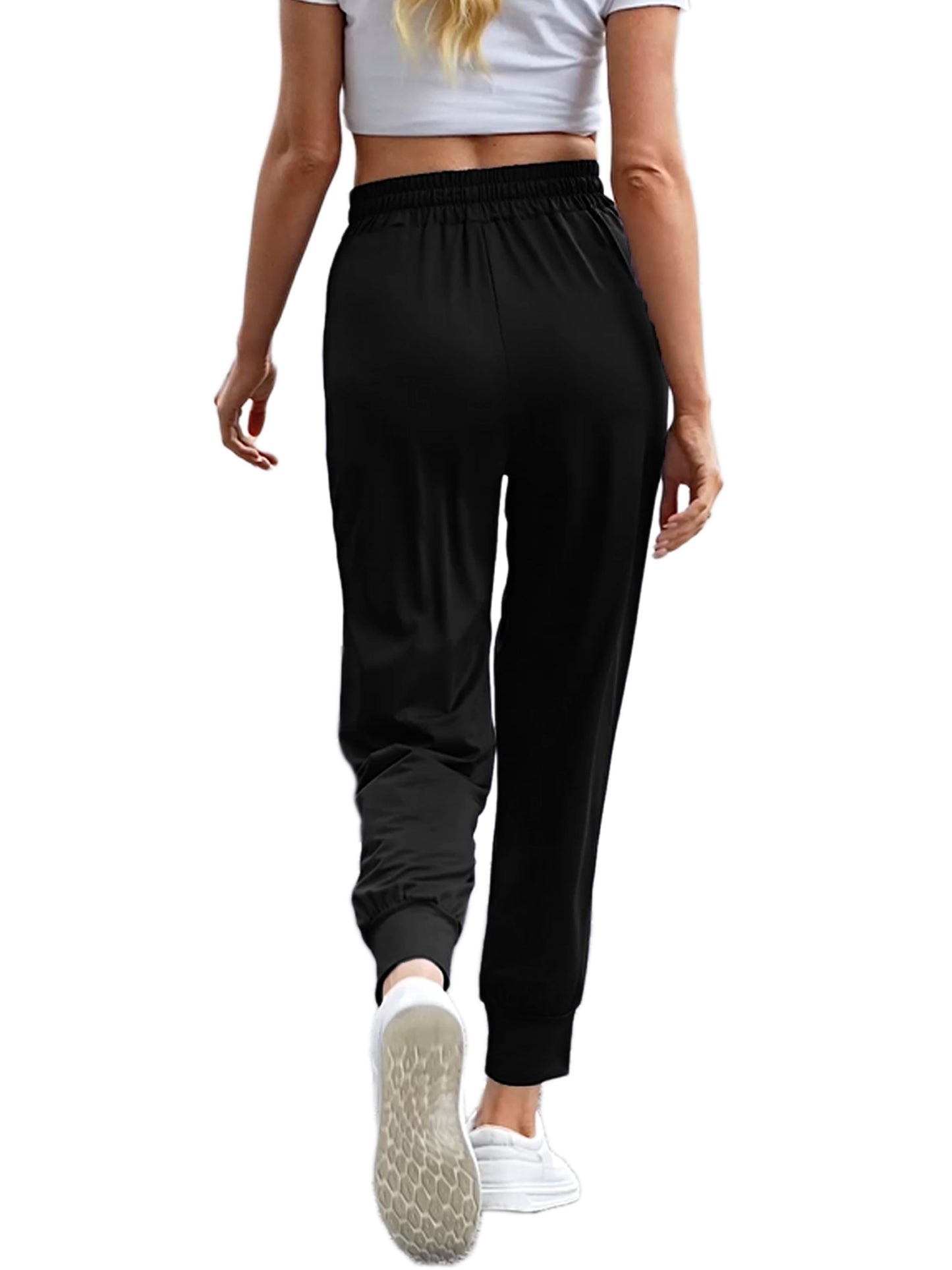 VDJ Women's Jogger Athleisure Elastic Wasited Sweatpants Workout Lounge Jogging Athletic Bottom Trousers with Pockets for 3 Packs