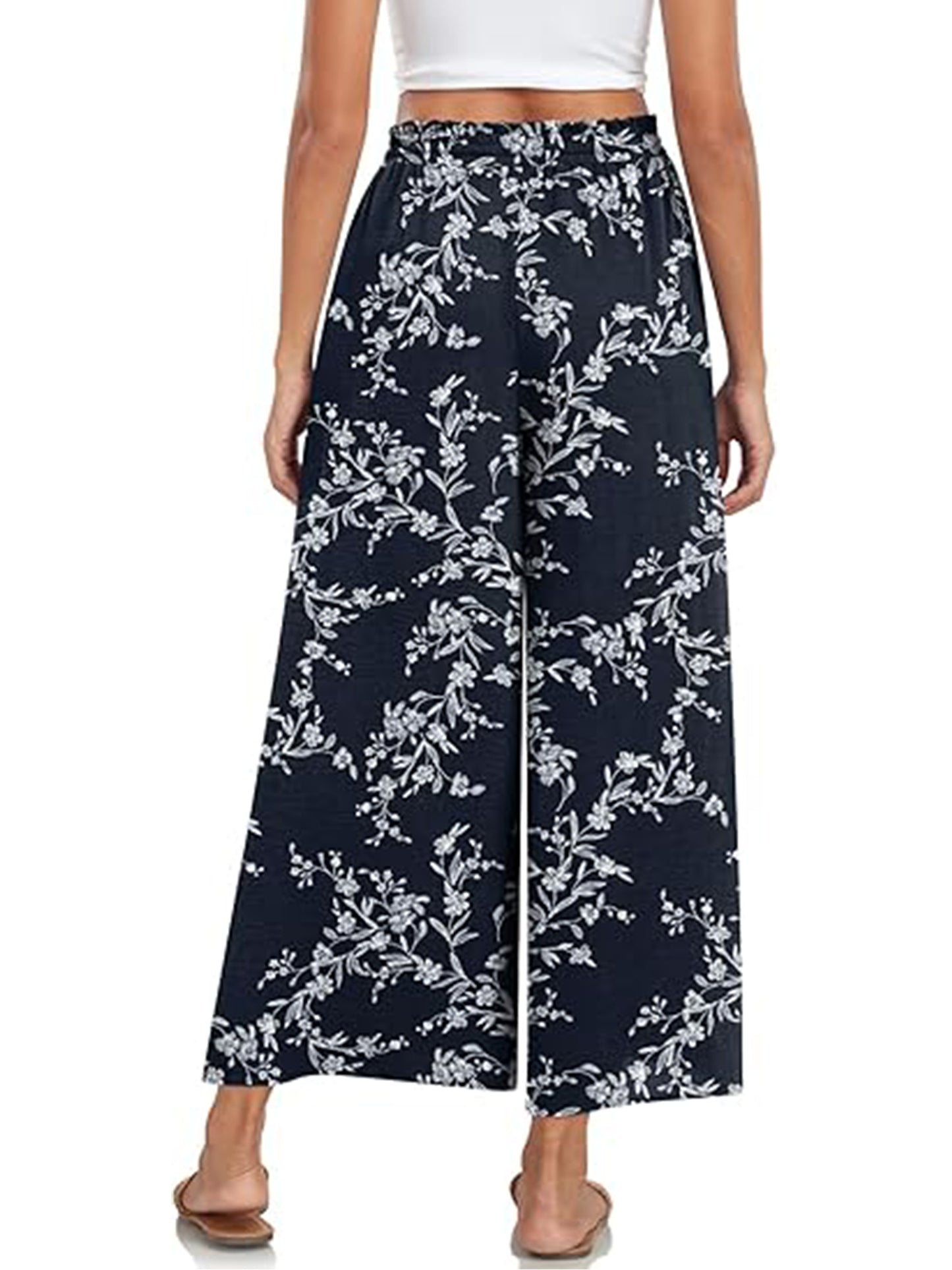 VDJ Fashion Pants for Women High Waist Drawstirng Summer Capri Pants Tie Belt Pockets Summer Vacation Pants