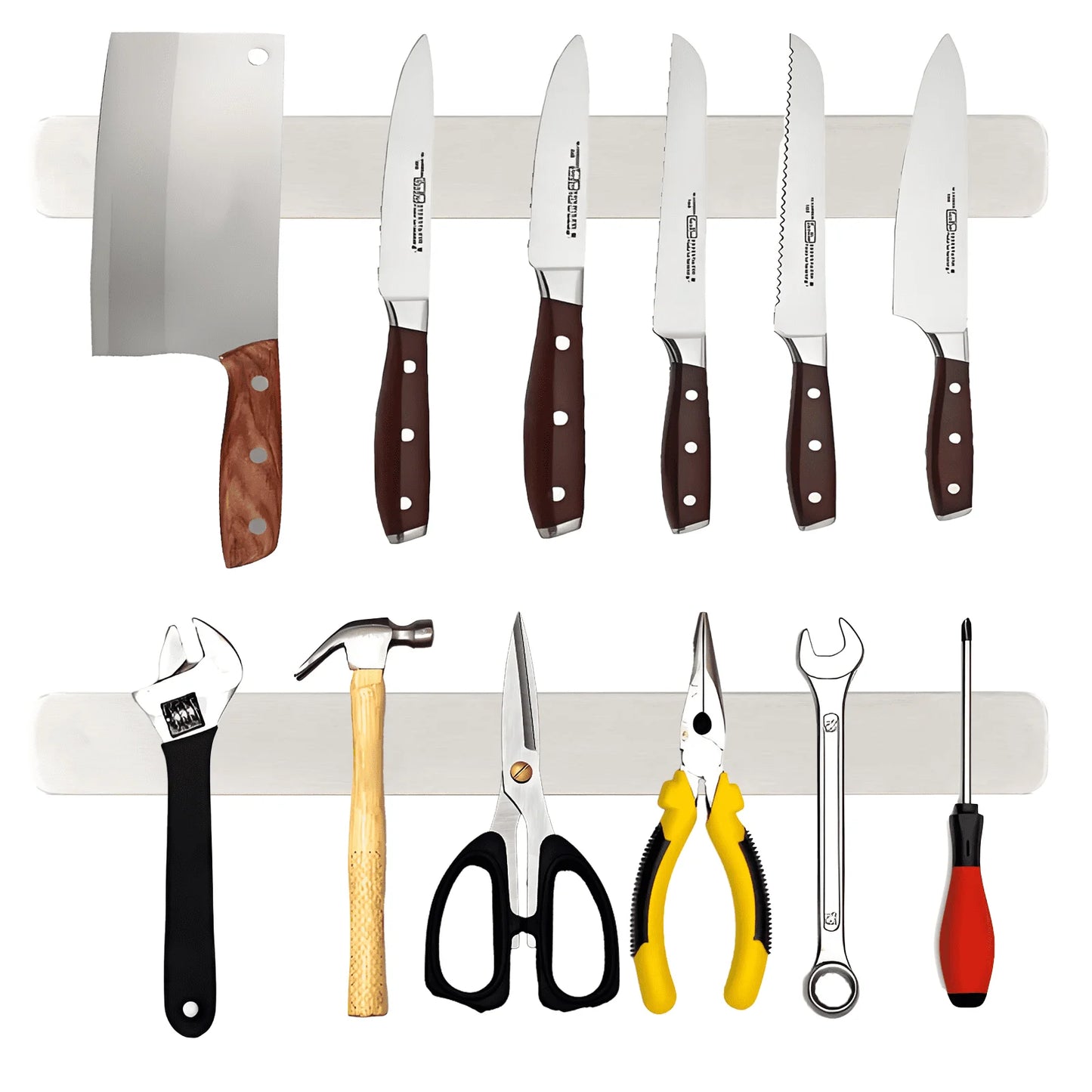 YUOFD 2PCS Magnetic Knife Holder Strip for Wall, 3 Installation Methods, Magnetic Knife Holder for Kitchen Tool Organizer, 15.75 IN