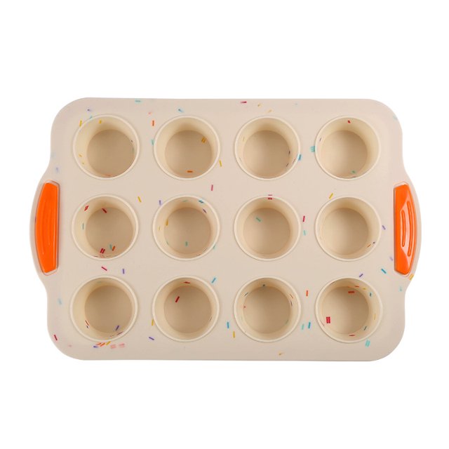 YUOFD Mini Muffin Pan, Reinforced Frame Mini Cupcake Pans 24 Cups Nonstick Mini Muffin Silicone Molds with Handle