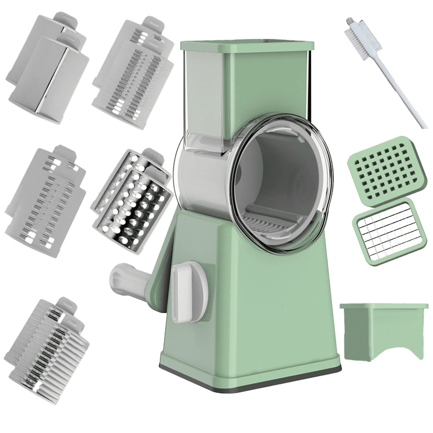 YUOFD Rotary Cheese Grater, Handheld Cheese Shredder with 6 Blades, Vegetable Slicing, Shredding and Dicing Tools