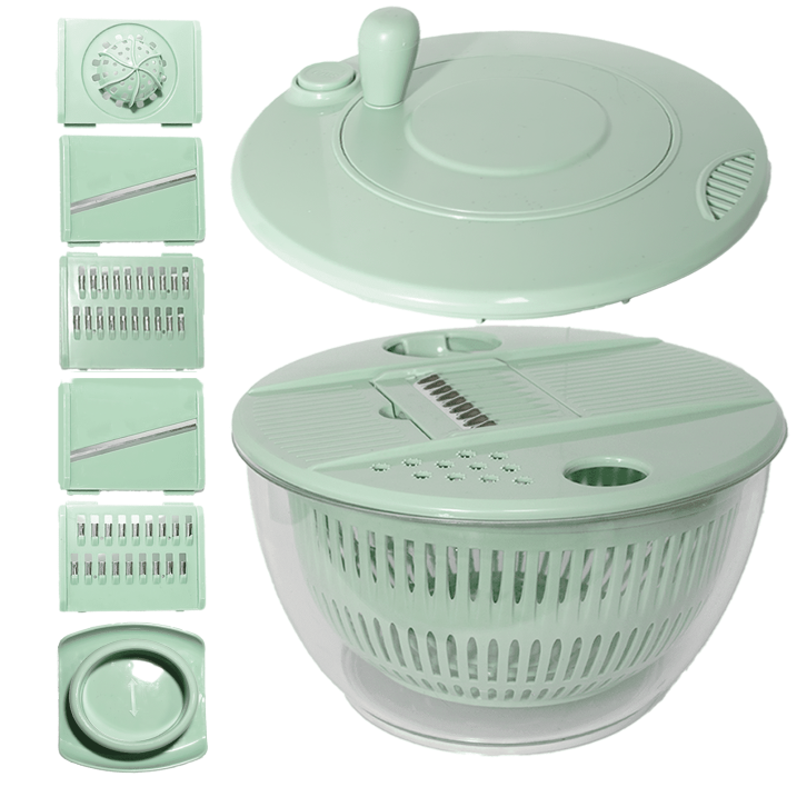 YUOFD Salad Spinner, 3 in 1 Salad Bowl , Salad Chopper with 4 Stainless Steel Blades, 3500 ML Large Capacity Salad Container