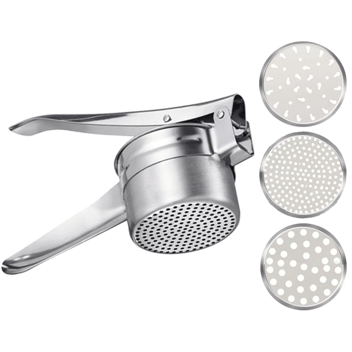 YUOFD Stainless Steel Potato Ricer, 15 oz Manual Potato Masher with 3 Filter Disc, Crush Potatoes and Vegetables with Ease