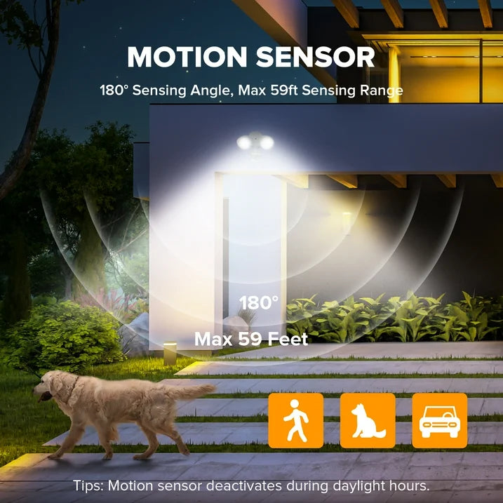 LUTEC 32W 2500 Lumen LED Security Lights Motion Sensor Light Outdoor, 5000K Daylight, IP54 Waterproof, Dusk to Dawn, Motion Detector Flood Light for Garage, Yard, Porch-White