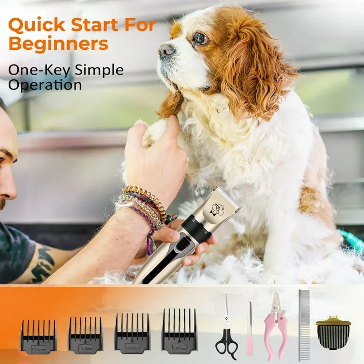 Lugackme Dog Clippers for Grooming Low Noise Rechargeable Dog Grooming Clippers Cordless Dog Shaver Dog Grooming Kit with 4 Combs