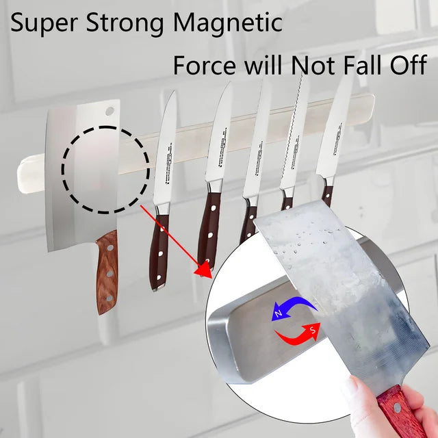 YUOFD 2PCS Magnetic Knife Holder Strip for Wall, 3 Installation Methods, Magnetic Knife Holder for Kitchen Tool Organizer, 15.75 IN
