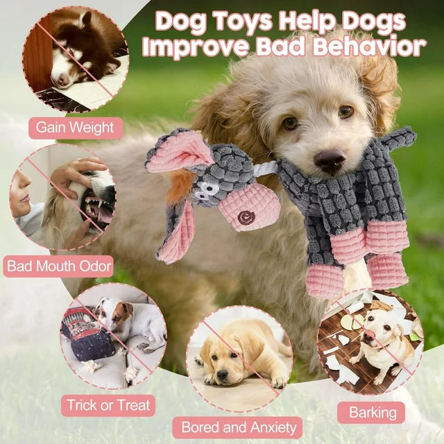 Lugackme 3-Pack Plush Dog Toys, Squeaky Dog Toys, Teething Toys for Small Dogs