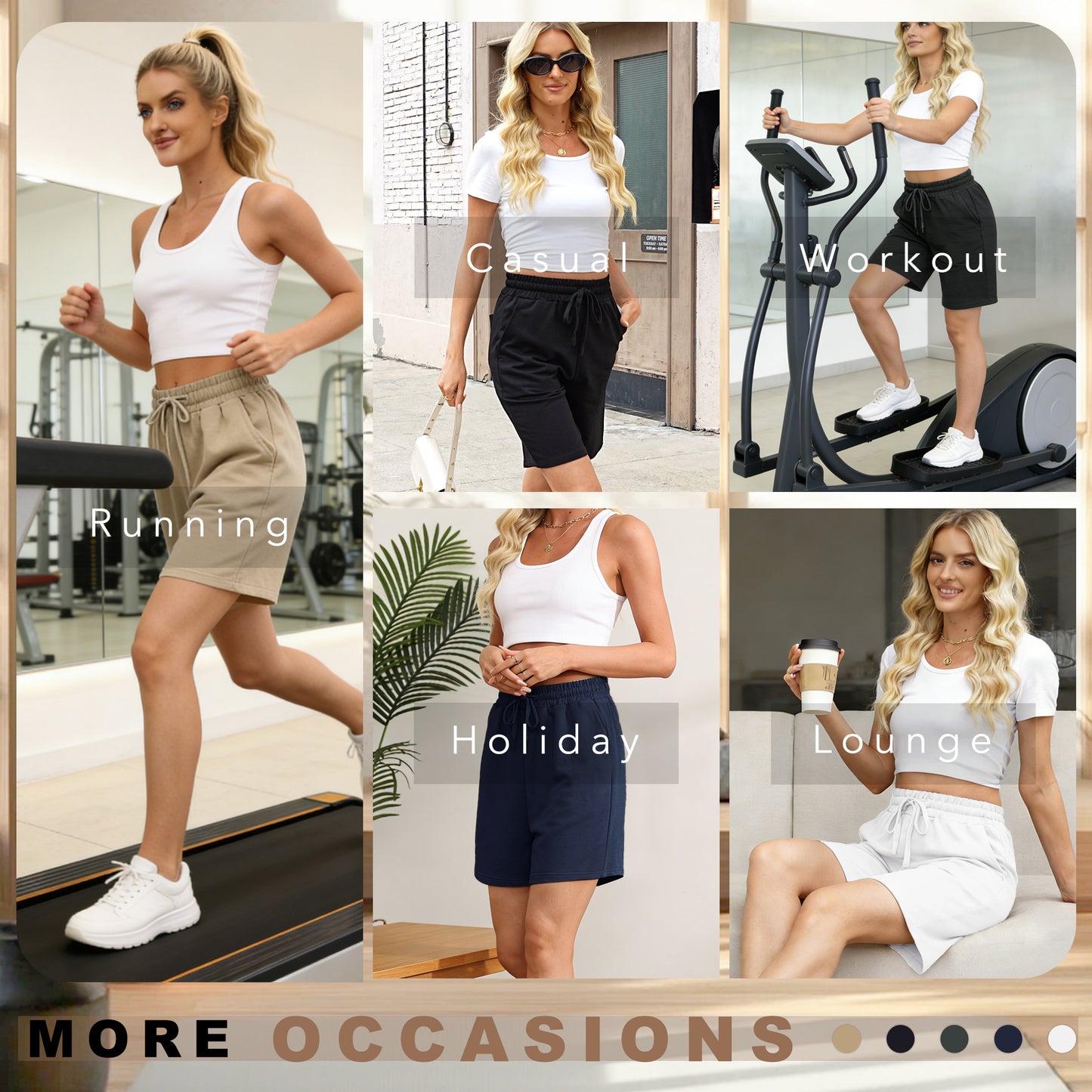 VDJ Sweat Shorts with Pockets for Women 9" Athletic Sports Bermuda French Terry Knee Lounge Shorts
