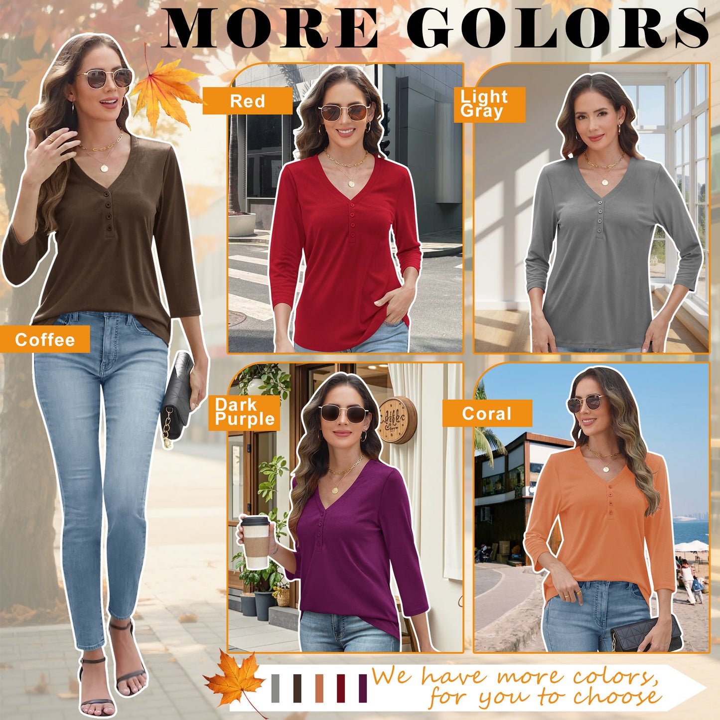 VDJ Women Fall Shirts Lightweight Dressy Casual Tshirts Dark Blue Solid Button Down Blouse Tunic Tops