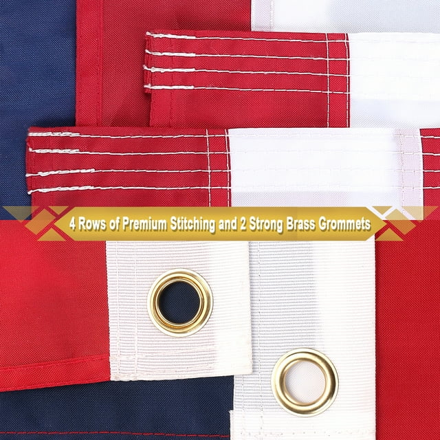 American Flag 4X6 FT Outdoor Heavy Duty - US USA Flag 4x6 Outdoor with Embroidered Stars, 2 Brass Grommets and Sewn Stripes (American Flag 4x6 FT)