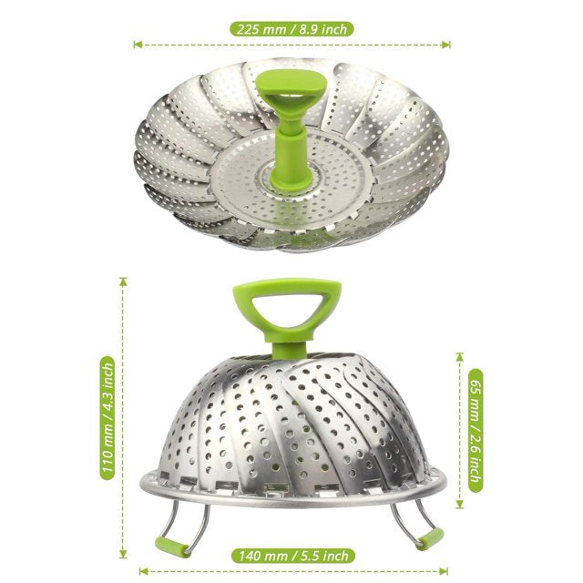YUOFD Vegetable Steamer Basket, Stainless Steel Vegetable Steamer for Cooking (5.1" to 9")