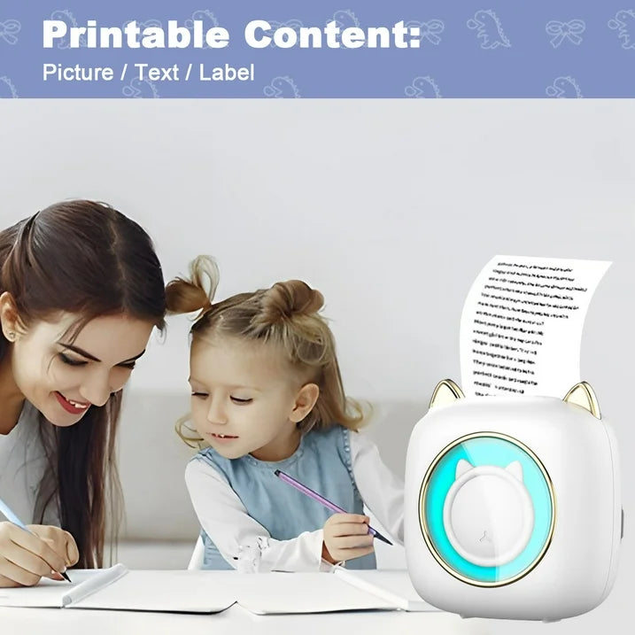 Arevtovis Mini Printer, Pocket Bluetooth Thermal Printer Compatible with iOS + Android, Comes with Three Types of Printing Paper