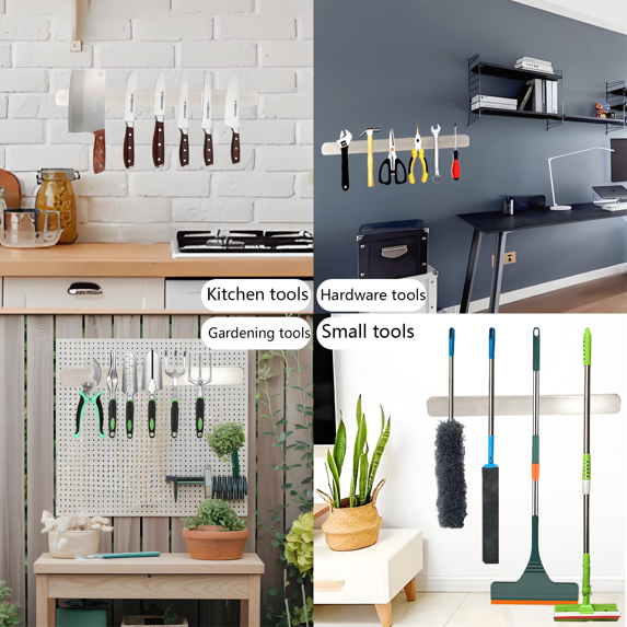 YUOFD 2PCS Magnetic Knife Holder Strip for Wall, 3 Installation Methods, Magnetic Knife Holder for Kitchen Tool Organizer, 15.75 IN