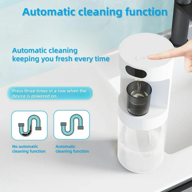 YUOFD Automatic Mouthwash Dispenser, 600ML Mouthwash Dispenser with 2 Magnetic Cups, USB Charging, White